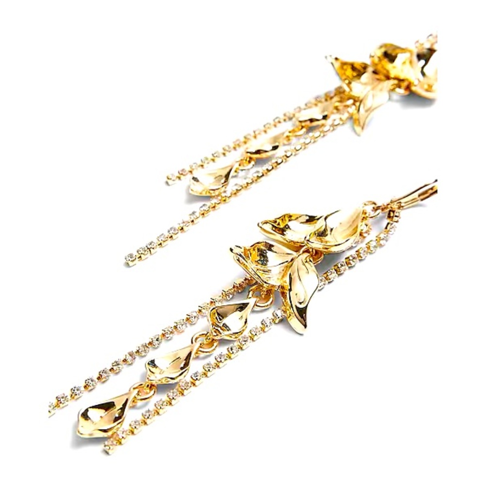 NWT Express Leaf Crystal Fringe Drop‎ Earrings